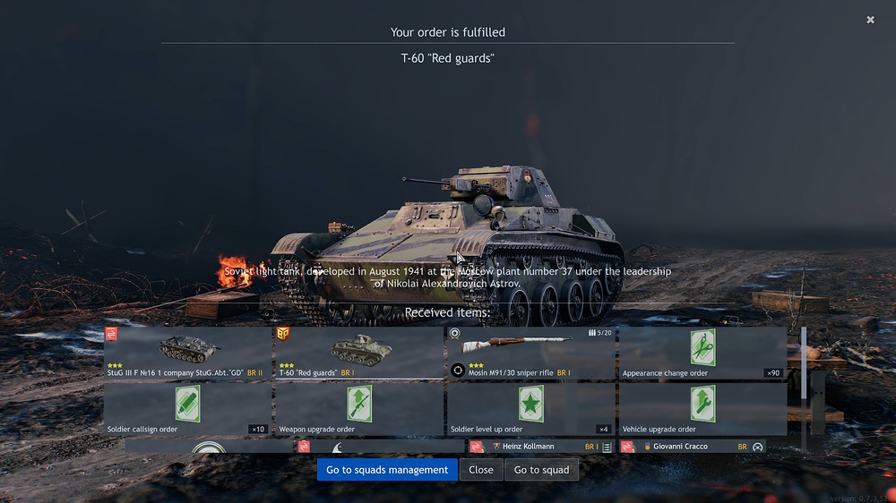 vehicle T-60 Red guards