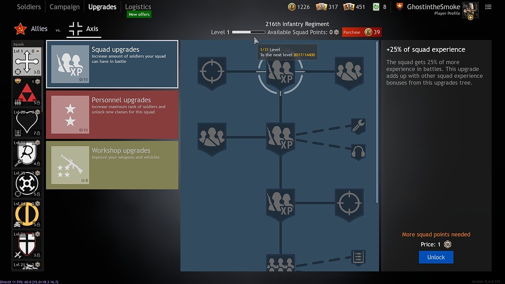 Squad leveling grind NEEDS reducing! Suggestions Enlisted