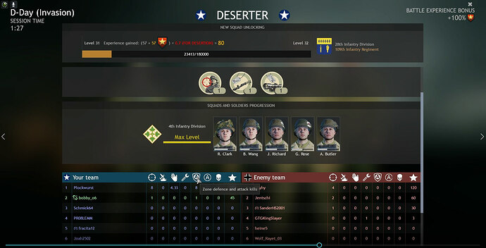 Sniper 1 kill- 57 xp LB