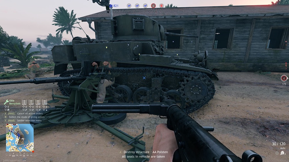 AA gunner with tank helmet