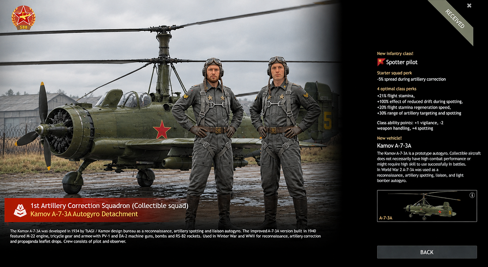 Kamov A-7-3A Pilot Class Unlock