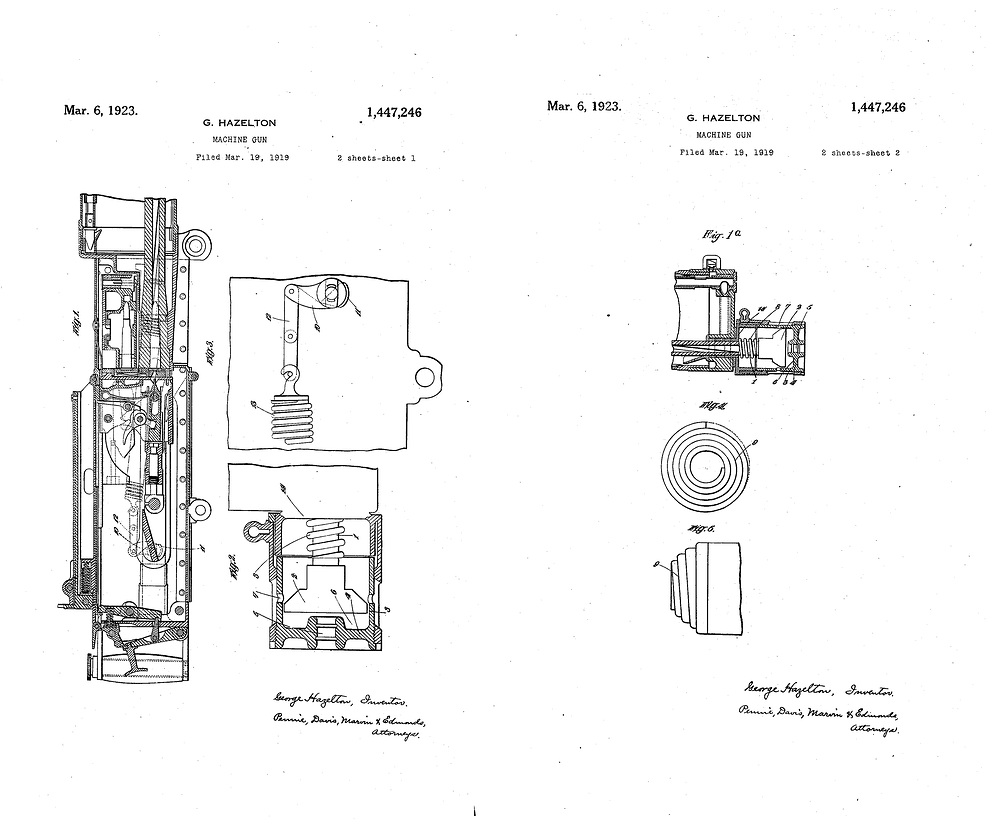 Hazelton Device Patent (Lewis Gun)