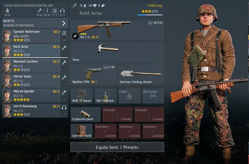 German TT Engineer squad layout