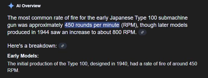 Type 100 early rate of fire